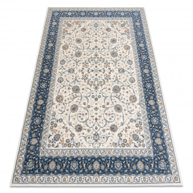 Covor Lână NAIN Cadru ornament 7179/51913 bej / albastru inchis