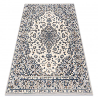Covor Lână NAIN Cadru ornament 7335/51935 bej / albastru inchis