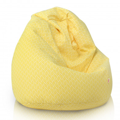 Meandru alb și galben fotoliu puf