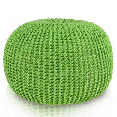 KnitPouf Cotton Lime - Puf rotund tricotat