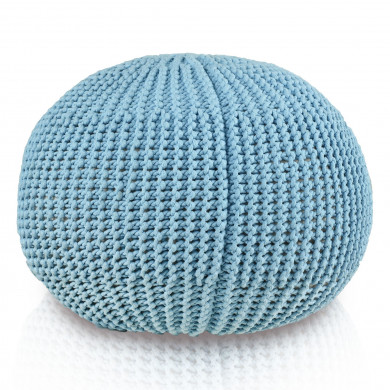 Puf CottonKnit Sky – puf tricotat manual din cordon de bumbac