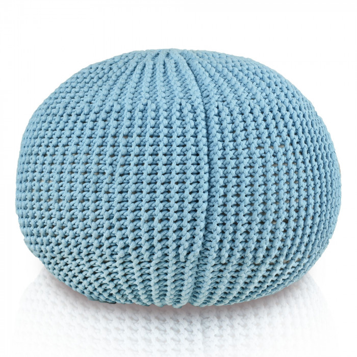 KnitPouf Cotton Lime - Puf rotund tricotat