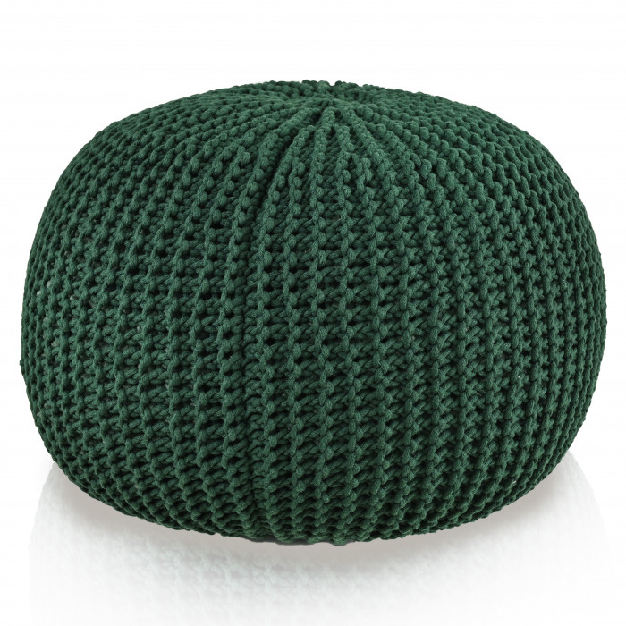 Puf CottonKnit Sky – puf tricotat manual din cordon de bumbac