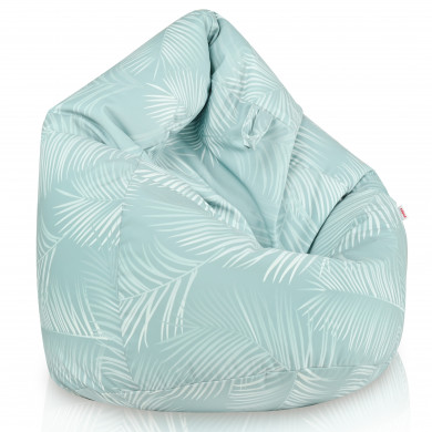 Puf pentru copii Palmy Mint – Scaun puf moale cu model de frunze tropicale, mentă pastelată