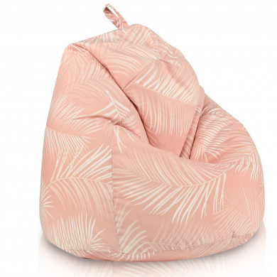 Puf pentru copii Powder Pink Palm Trees – roz, model cu frunze tropicale, scaun puf moale