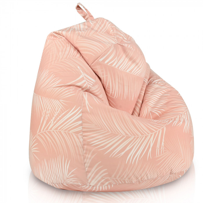 Puf pentru copii Palmy Mint – Scaun puf moale cu model de frunze tropicale, mentă pastelată