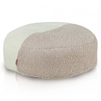 Taburet Bouclé Pastel Duo – rotund, alb pudrat, elegant și moale