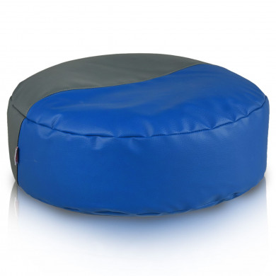 Suport pentru picioare Duo Active – rotund, din piele ecologică albastră și gri, stil modern