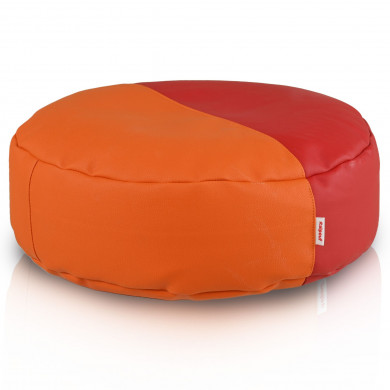 Suport pentru picioare Duo Energy – rotund, din piele ecologică roșie și portocalie, accent intens