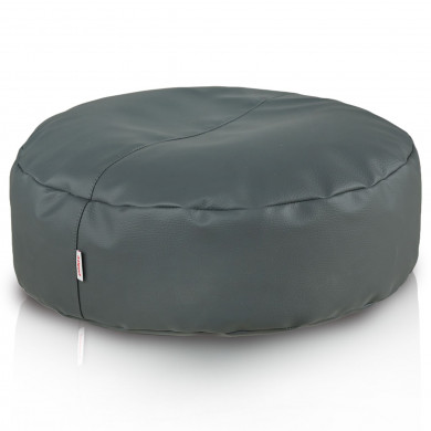 Taburet Patch Gray – rotund, din piele ecologică gri, minimalism patchwork