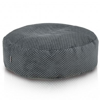 Taburet Velvet Dot Graphite – rotund, patchwork, velur texturat gri