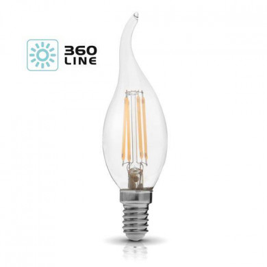 FILAMENT LED E14 4W bec decorativ, cald 3000K, flacără de lumânare