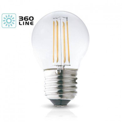 FILAMENT LED E27 4W bec decorativ, cald 3000K, G45 bilă