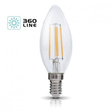 Bec decorativ FILAMENT LED E14 4W cald 3000K lumânare