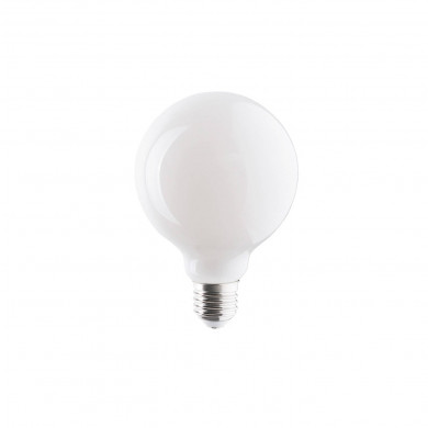 E27 8W cald 3000K bec LED cu bilă de sticlă fără colier G95 lăptos 9177