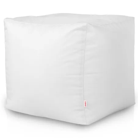 Taburet pătrat alb din nylon, rezistent la apă, ideal pentru exterior
