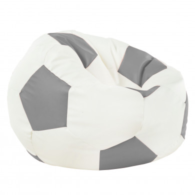 Gri deschis fotoliu puf minge fotbal piele ecologica