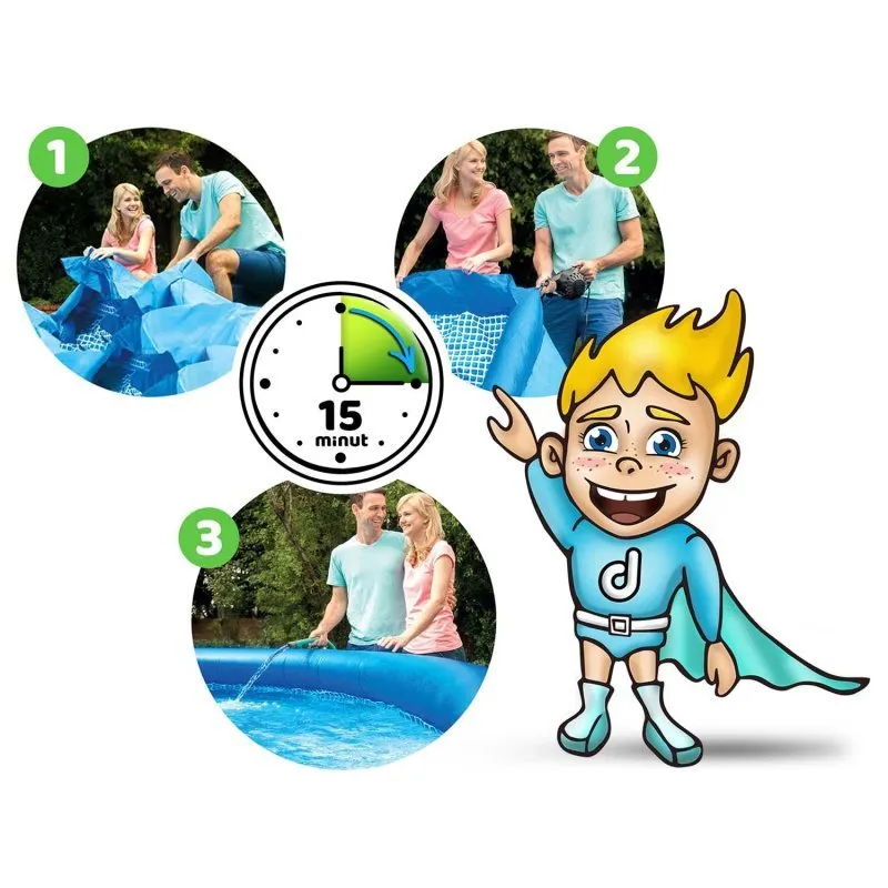 Piscină de grădină extensibilă 457 x 84 cm 15in1 INTEX 28158 + aparat cu bule GRATIS