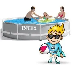 Piscina de grădină cu cadru de metal 305 x 76 cm Set 6 în 1 INTEX 26700