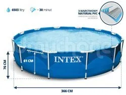 Piscina de grădină cu cadru de metal 366 x 76 cm Set 6 în 1 INTEX 28210