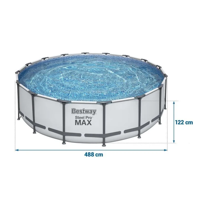 19in1 Bestway 5612Z piscină de grădină cu cadru de metal 488 x 122 cm