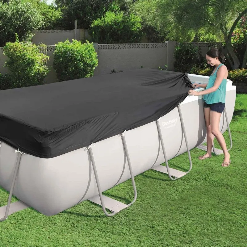 Capac pentru piscina cu cadru de metal Bestway 58232 de 396 x 172 cm.