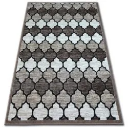Covor acril Yazz 3766 bej întunecat și somon Moroccan clover Trellis