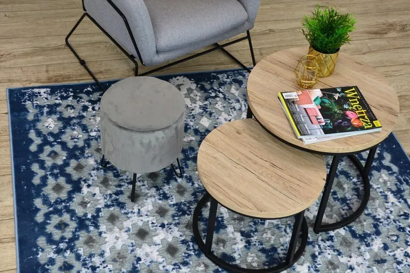 Covor acril Yazz 7006 Orient gri și albastru si fildeş