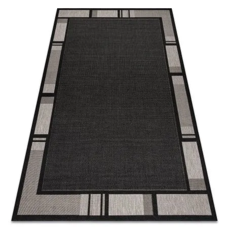 Covor sisal Floorlux 20195 negru si argintiu