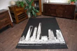 Covor sisal Floorlux 20240 negru si argintiu