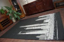 Covor sisal Floorlux 20240 negru si argintiu