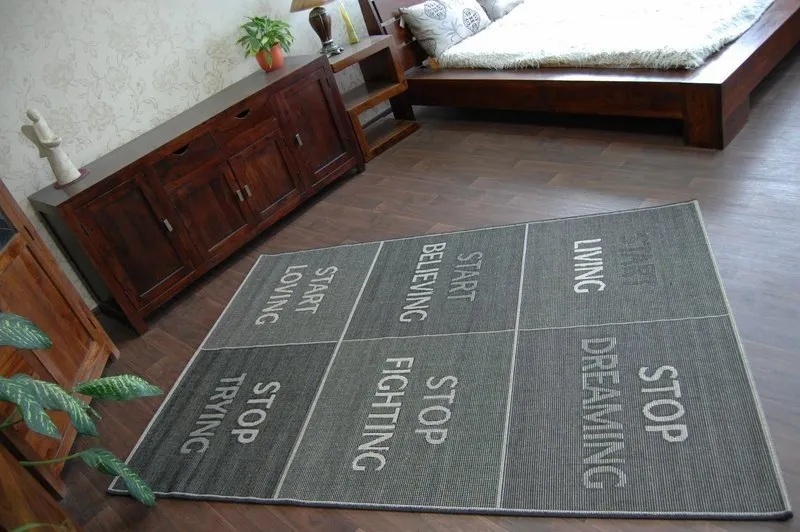 Covor sisal Floorlux 20275 Yolo negru si argintiu