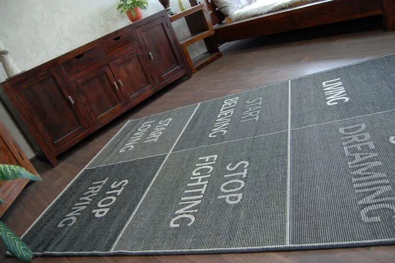Covor sisal Floorlux 20275 Yolo negru si argintiu