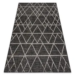 Covor sisal Floorlux 20508 negru si argint Triunghiuri