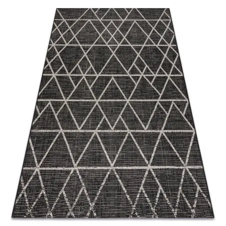 Covor sisal Floorlux 20508 negru si argint Triunghiuri