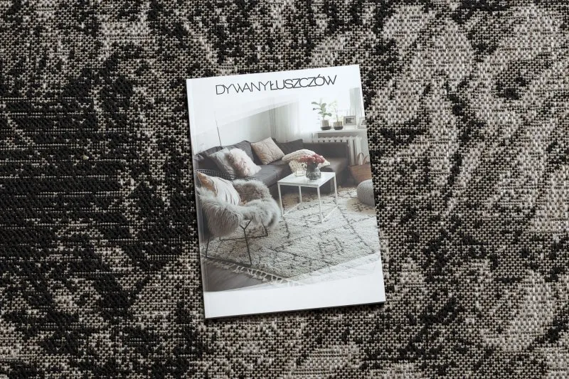 DYWAN SZNURKOWY SIZAL FLOORLUX 20491 KWIATY srebrny / czarny