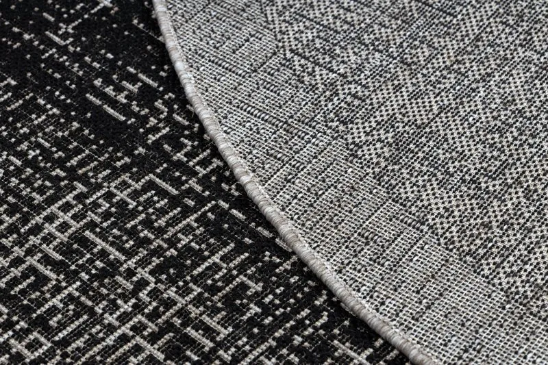 Covor sisal Floorlux Cerc 20401 Cadru negru si argintiu