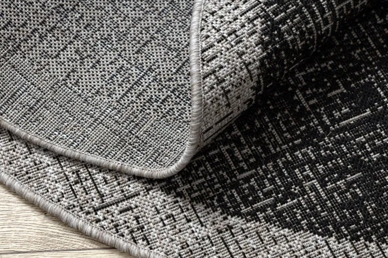 Covor sisal Floorlux Cerc 20401 Cadru negru si argintiu