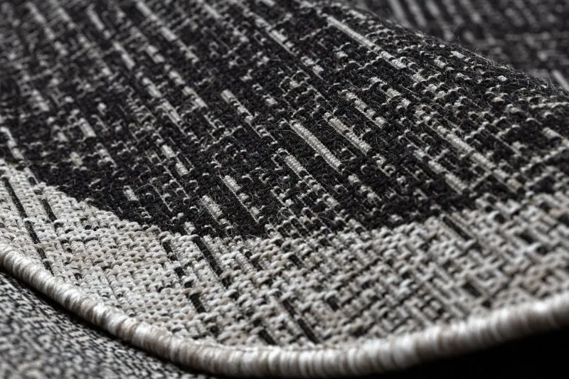 Covor sisal Floorlux Cerc 20401 Cadru negru si argintiu
