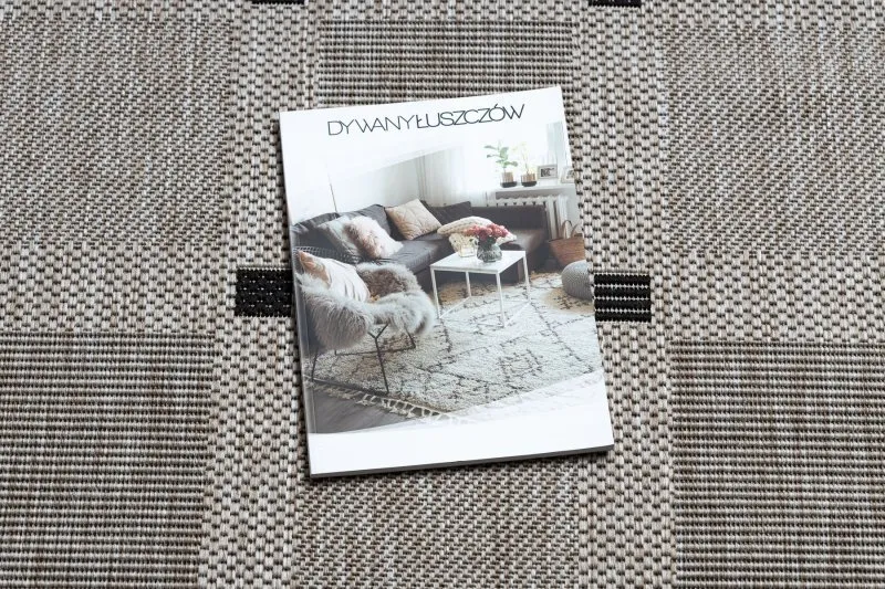 DYWAN SZNURKOWY SIZAL FLOORLUX 20079 kwadraty srebrny / czarny