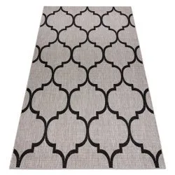 DYWAN SZNURKOWY SIZAL FLOORLUX 20608 , koniczyna marokańska, trellis  srebrny / czarny