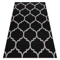Covor sisal Floorlux 20608 marocani trellis negru si argintiu