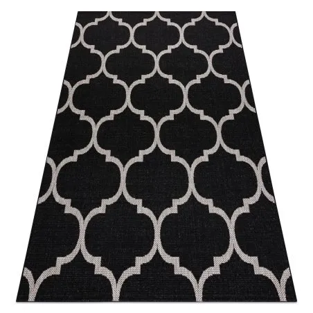 Covor sisal Floorlux 20608 marocani trellis negru si argintiu