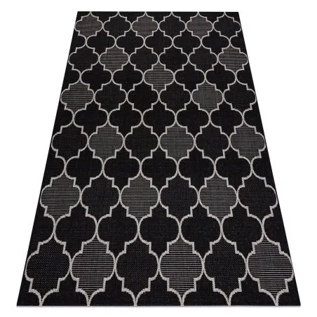 Covor sisal Floorlux 20607 marocani trellis negru si argintiu