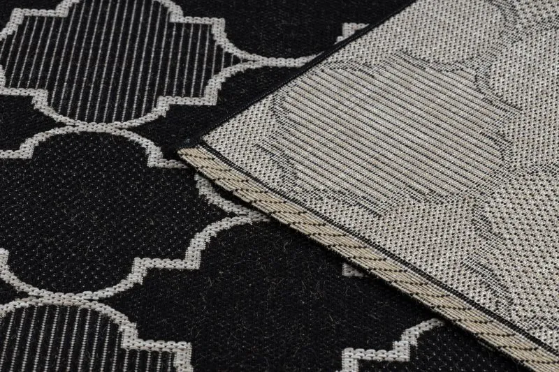 Covor sisal Floorlux 20607 marocani trellis negru si argintiu