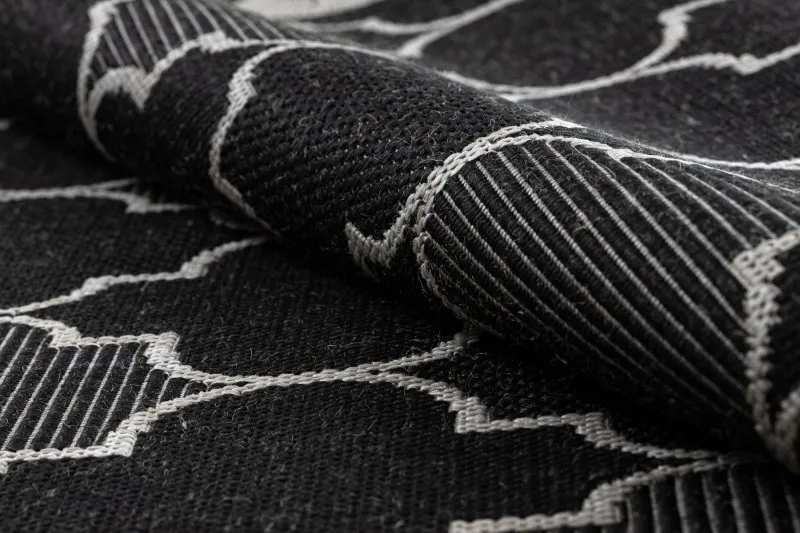 Covor sisal Floorlux 20607 marocani trellis negru si argintiu