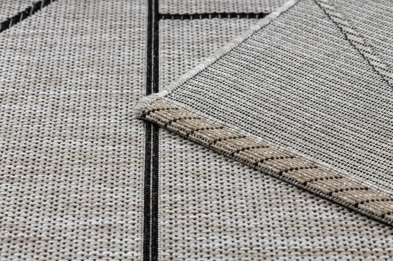 DYWAN SZNURKOWY SIZAL FLOORLUX 20605 srebrny / czarny / beż TRÓJKĄTY, GEOMETRYCZNY