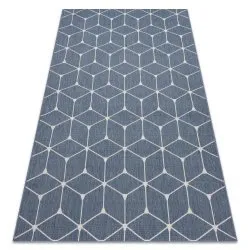 Covor sisal Flat 48721/591 Cuburi 3D albastru