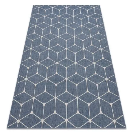 Covor sisal Flat 48721/591 Cuburi 3D albastru