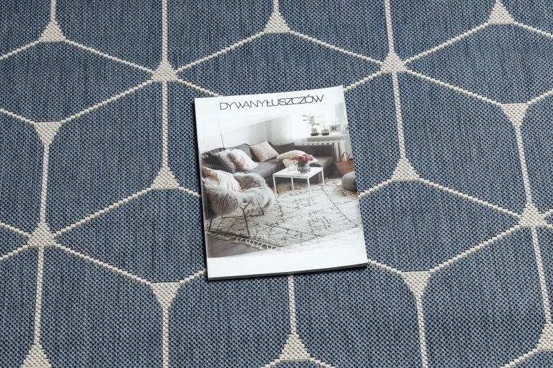 Covor sisal Flat 48721/591 Cuburi 3D albastru